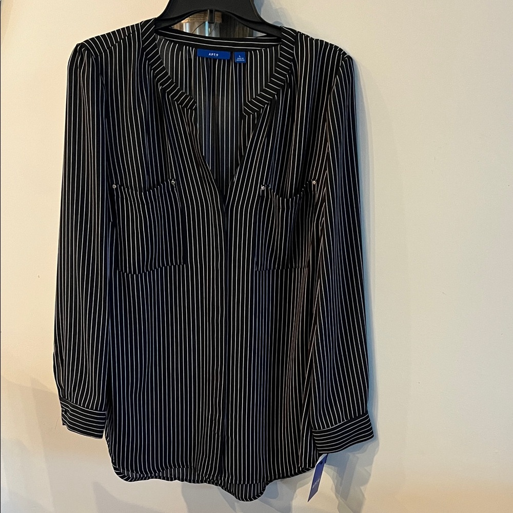Black and White Striped Blouse